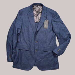 TIE BAR NWT Herringbone Navy Blue Sport Coat Suit Blazer Wool Blend Size 40R